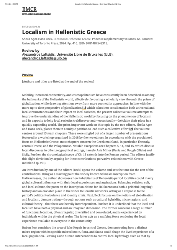 (PDF) Laftsidis A., Review on Ager and Beck (eds.), Localism in ...