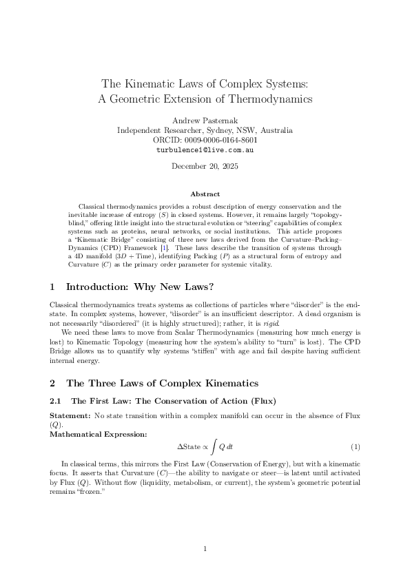 (PDF) The Kinematic Laws of Complex Systems: A Geometric Extension of ...