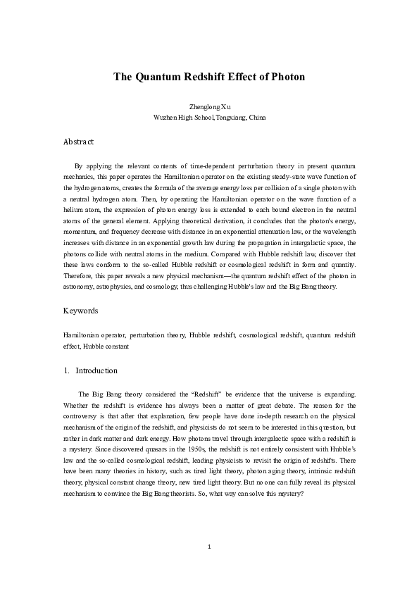 (PDF) The Quantum Redshift Effect of Photon