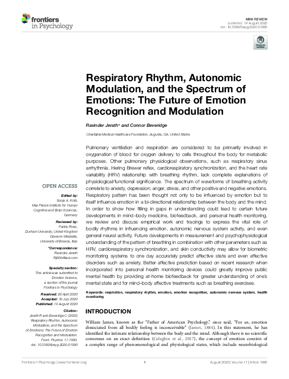 (PDF) Respiratory Rhythm, Autonomic Modulation, and the Spectrum of ...