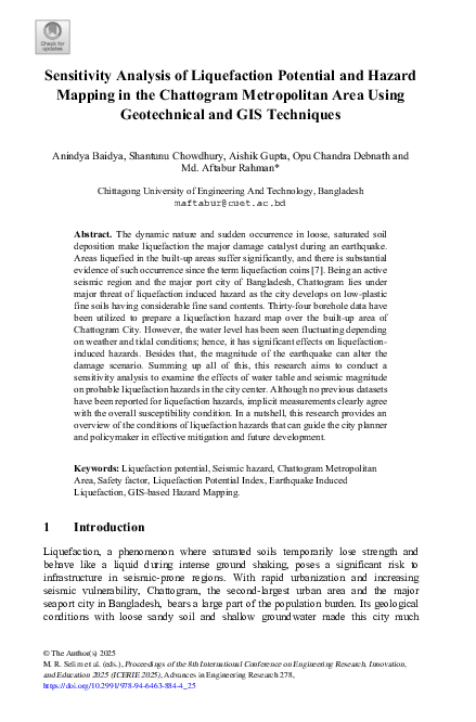 (PDF) Sensitivity Analysis of Liquefaction Potential and Hazard Mapping ...