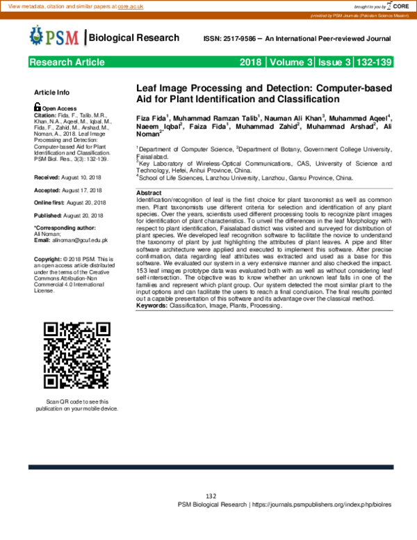 (PDF) Leaf Image Processing and Detection: Computer-based Aid for Plant ...