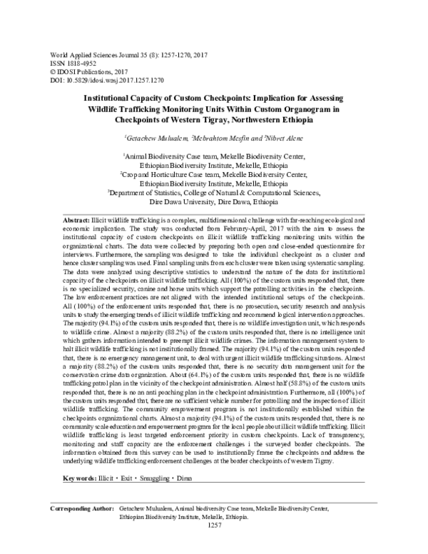 (PDF) Institutional Capacity of Custom Checkpoints: Implication for ...