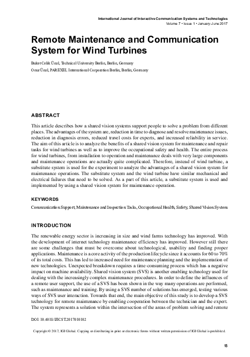 (PDF) Remote Maintenance and Communication System for Wind Turbines