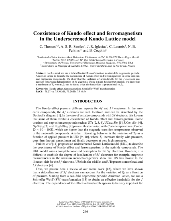 (PDF) Coexistence of Kondo effect and ferromagnetism in the ...