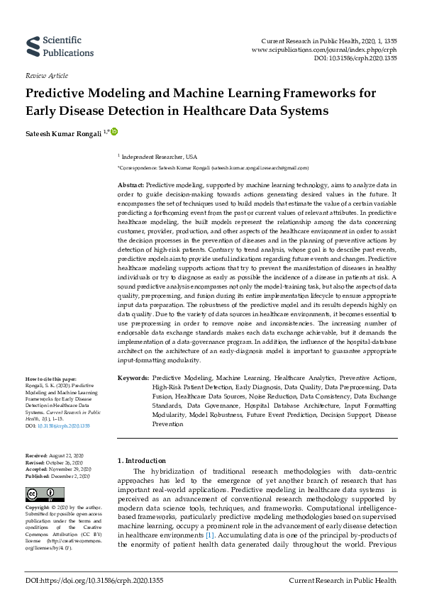 (PDF) Predictive Modeling and Machine Learning Frameworks for Early ...