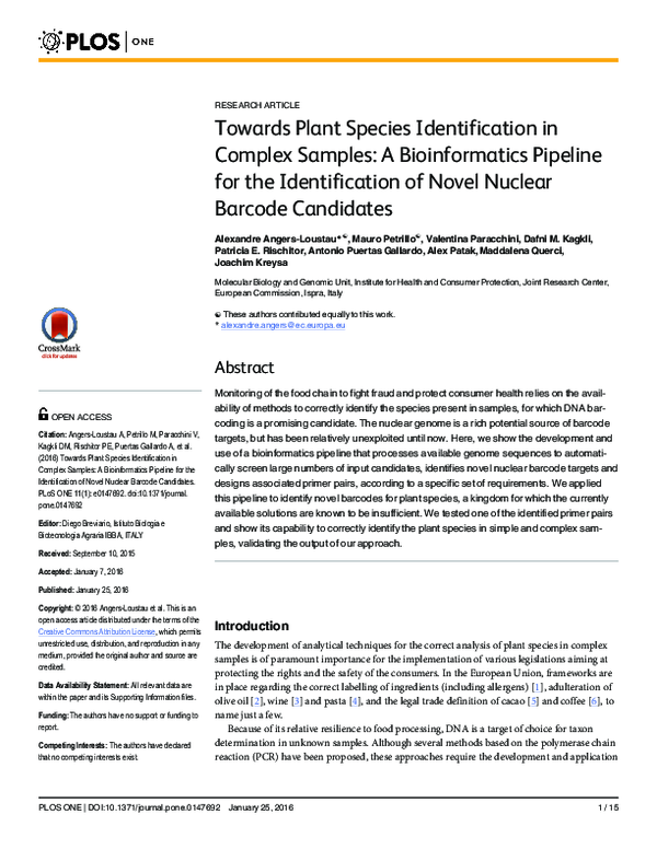 (PDF) Towards Plant Species Identification in Complex Samples: A ...