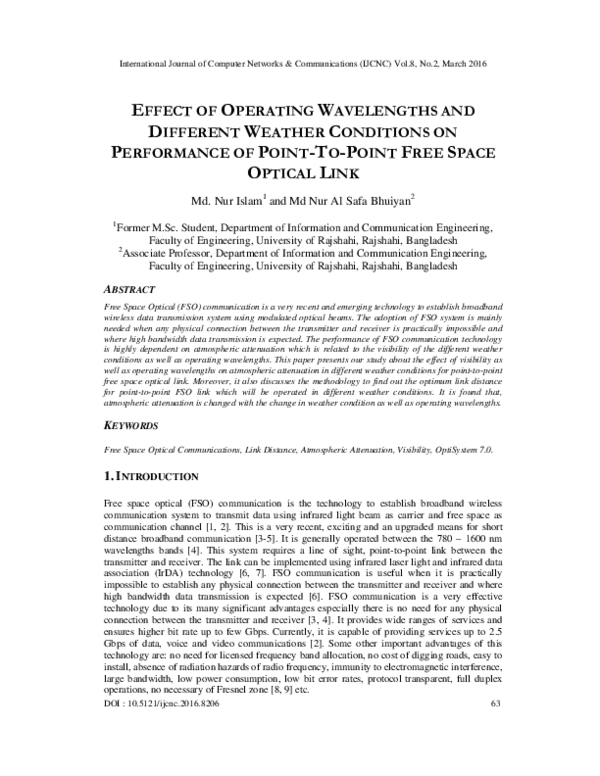 (PDF) Point-To-Point Free Space Optical Link