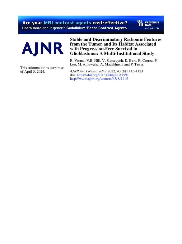 PDF) Stable and Discriminatory Radiomic Features from the Tumor