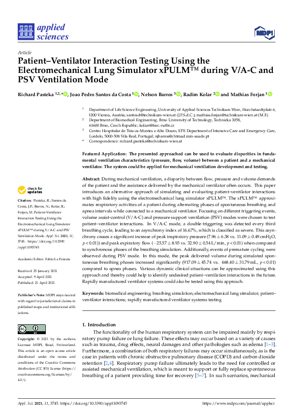 (PDF) Patient–Ventilator Interaction Testing Using the ...