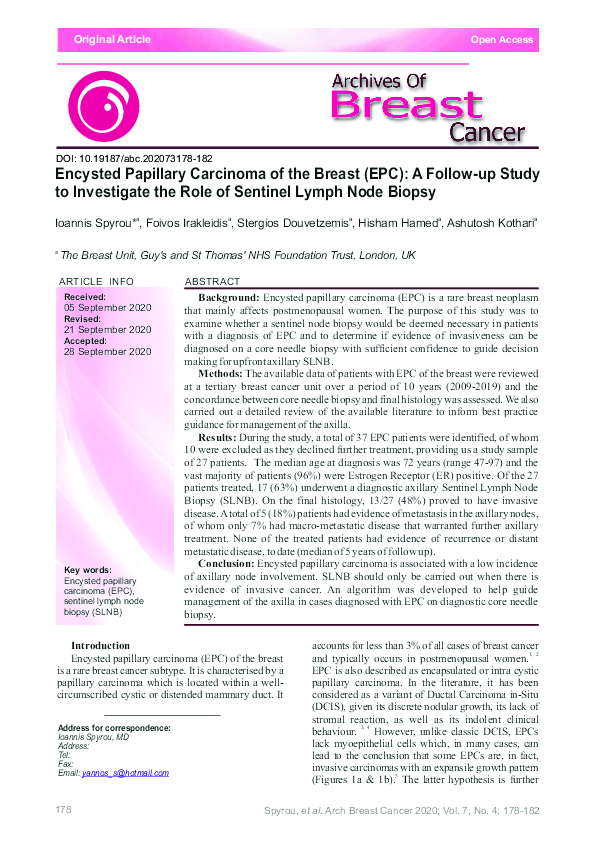 (PDF) Encysted Papillary Carcinoma of the Breast (EPC): A Follow-up ...