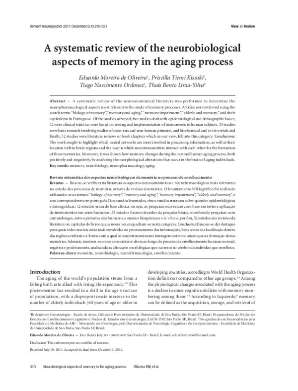 (PDF) A systematic review of the neurobiological aspects of memory in ...