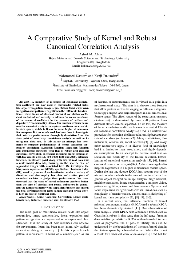 (PDF) A Comparative Study of Kernel and Robust Canonical Correlation ...
