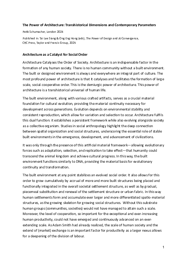 (PDF) The Power of Architecture: Transhistorical Dimensions and ...