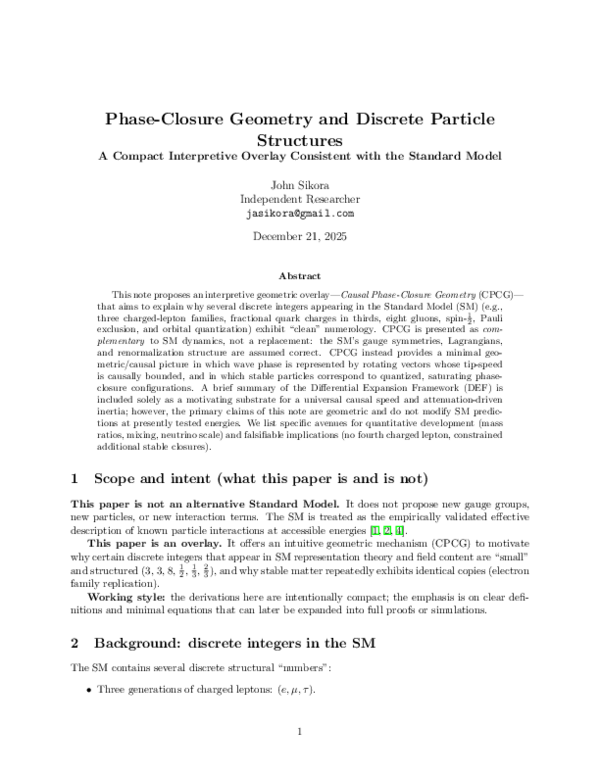 (PDF) Phase-Closure Geometry and Discrete Particle Structures A Compact ...
