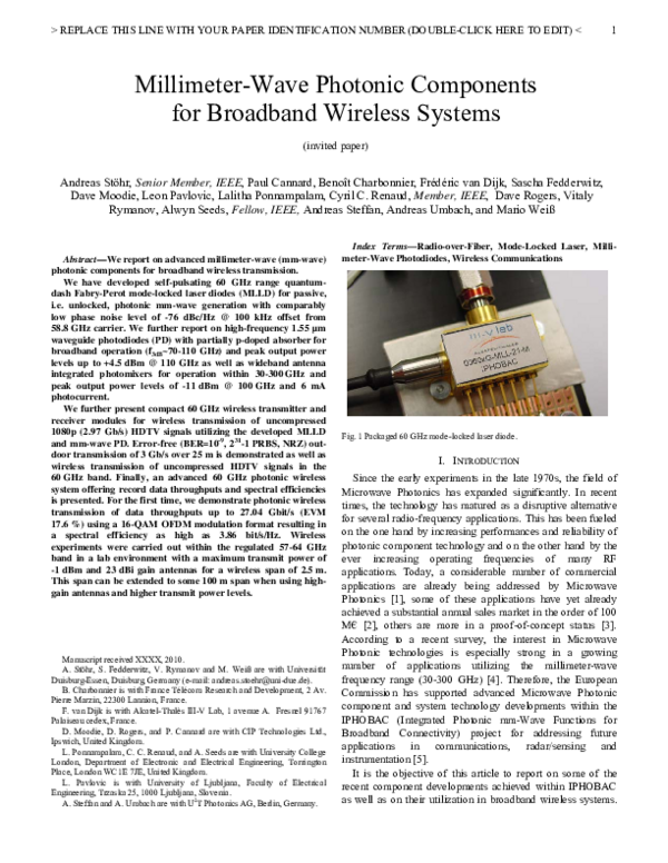 (PDF) Millimeter-Wave Photonic Components for Broadband Wireless Systems