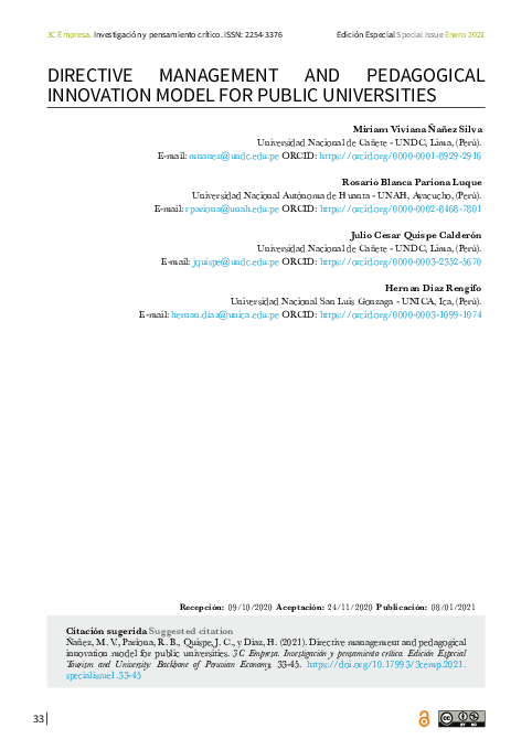 (PDF) Directive management and pedagogical innovation model for public ...
