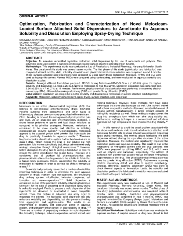 (PDF) Optimization, Fabrication and Characterization of Novel Meloxicam ...