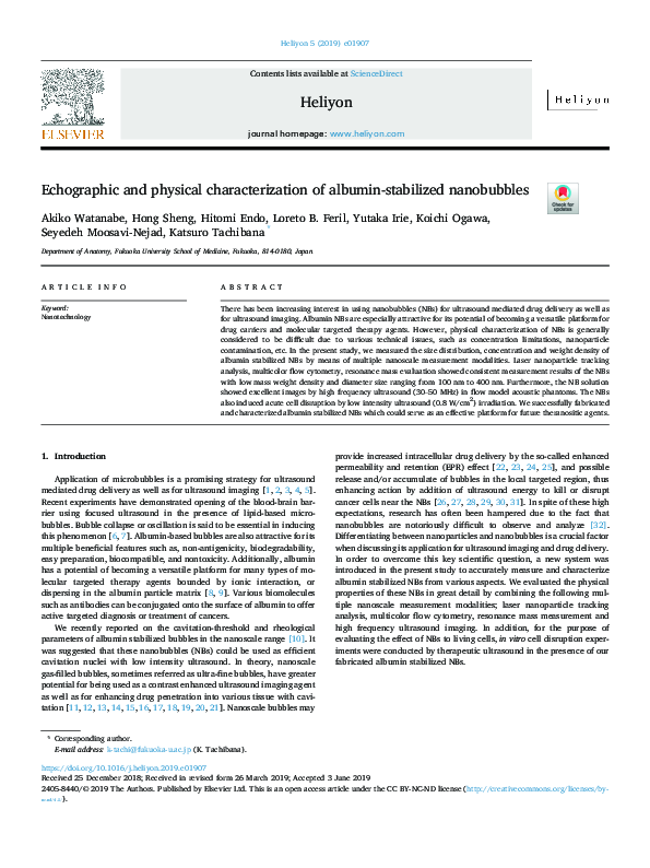 (PDF) Echographic and physical characterization of albumin-stabilized ...