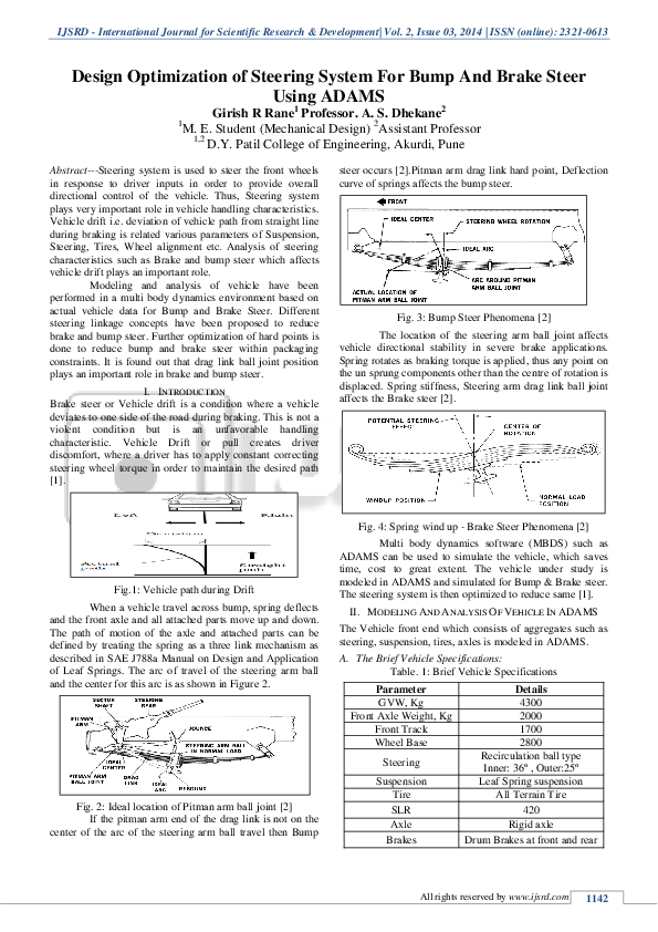 (PDF) Design Optimization of Steering System For Bump And Brake Steer ...