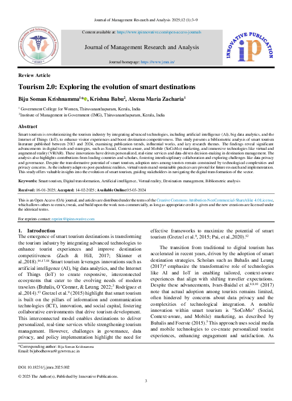 (PDF) Tourism 2.0: Exploring the evolution of smart destinations