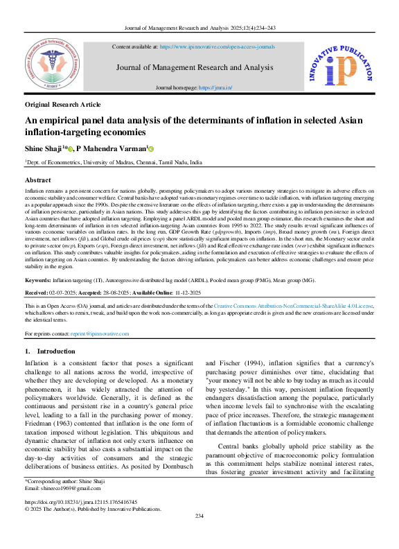 (PDF) An empirical panel data analysis of the determinants of inflation ...