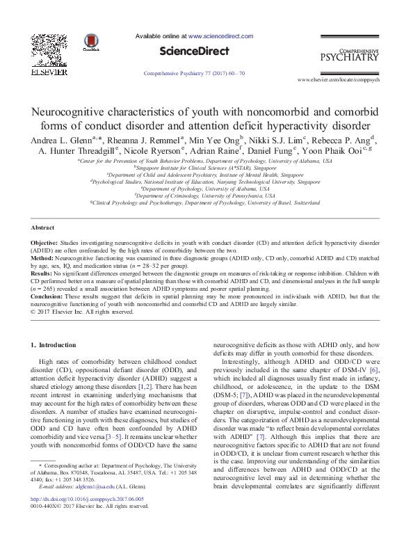 Photo inspiration: Pdf Comorbid Trichotillomania And Attention Deficit Hyperactivity Disorder Reference: Pdf Neurocognitive Characteristics Of Youth With Noncomorbid And
