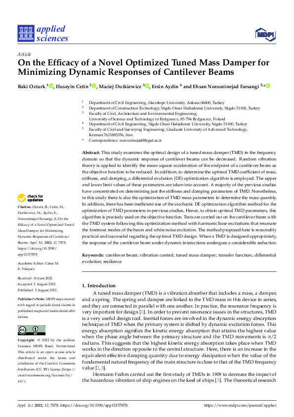 (PDF) On the Efficacy of a Novel Optimized Tuned Mass Damper for ...