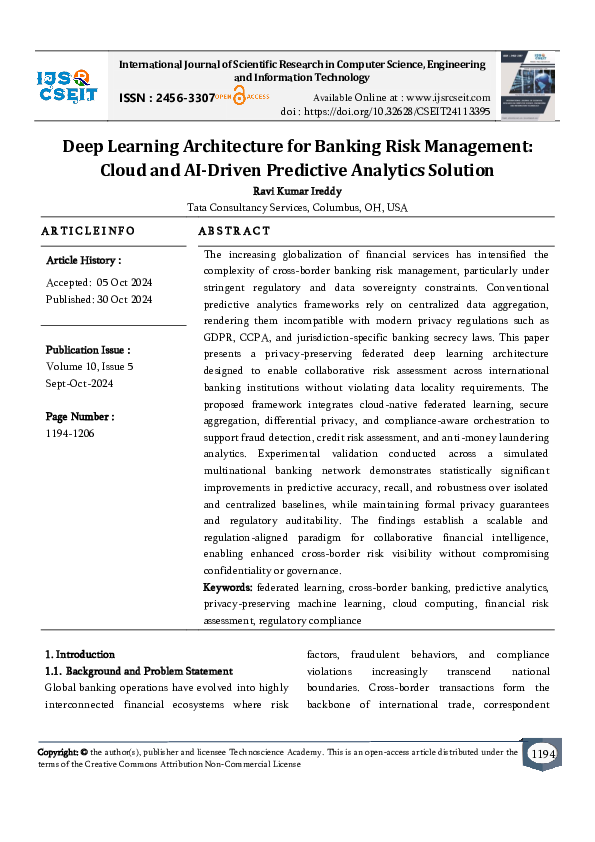 (PDF) Deep Learning Architecture for Banking Risk Management: Cloud and ...