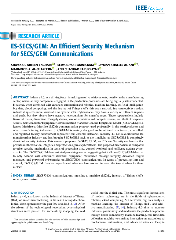 (PDF) ES-SECS/GEM: An Efficient Security Mechanism for SECS/GEM ...