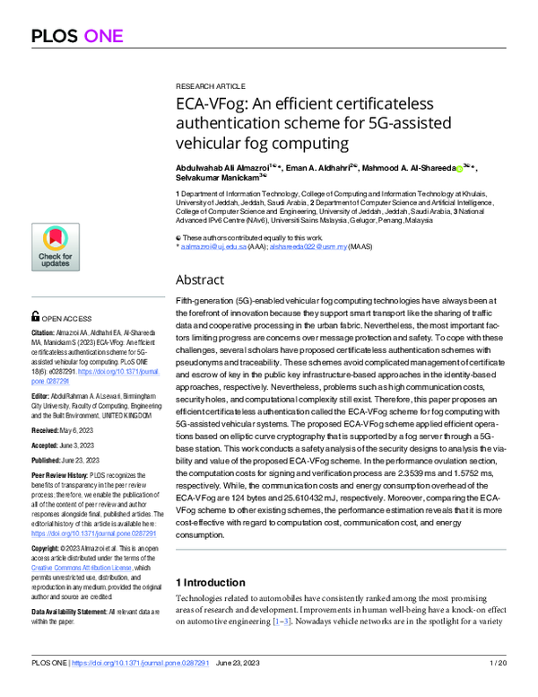 (PDF) ECA-VFog: An efficient certificateless authentication scheme for ...
