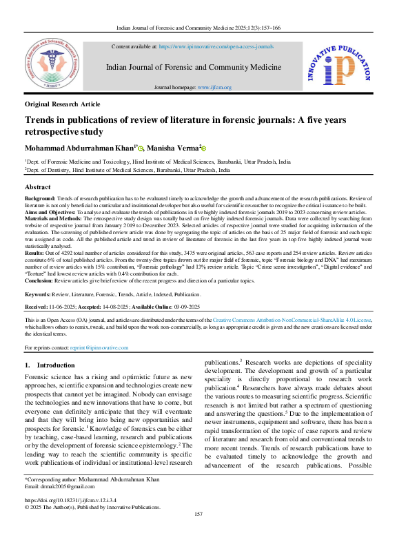 (PDF) Trends in publications of review of literature in forensic ...