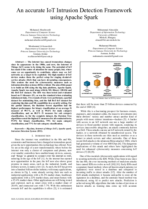 (PDF) An accurate IoT Intrusion Detection Framework using Apache Spark
