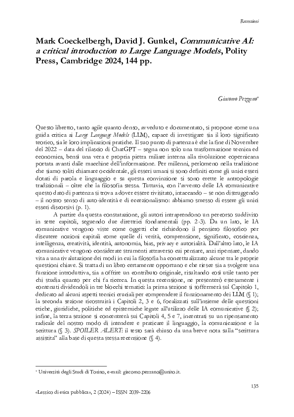 (PDF) Mark Coeckelbergh, David J. Gunkel, Communicative AI: a critical ...