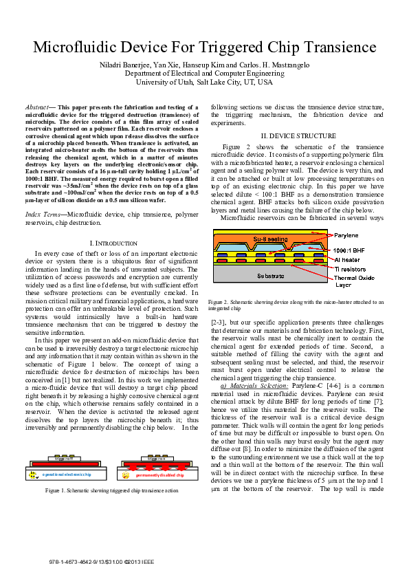 (PDF) Microfluidic device for triggered chip transience