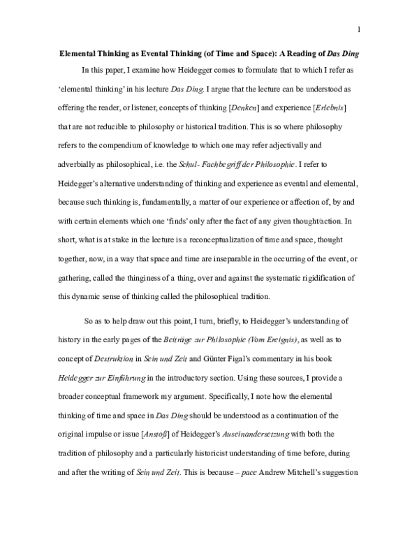 (PDF) Elemental Thinking as Evental Thinking (of Time and Space): A ...