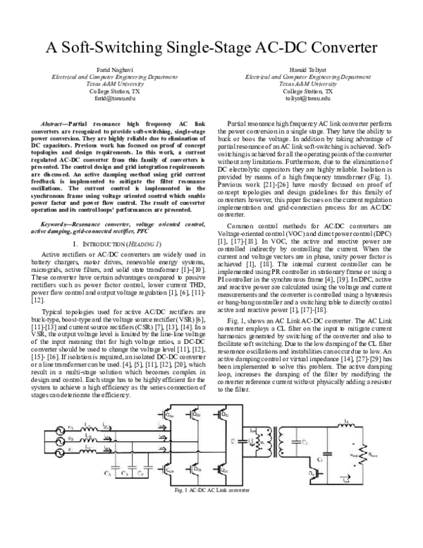 (PDF) A Soft-Switching Single-Stage AC-DC Converter