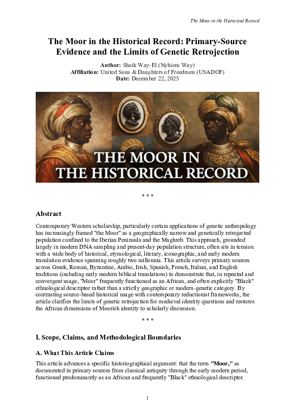 (PDF) The Moor in the Historical Record: Primary-Source Evidence and ...