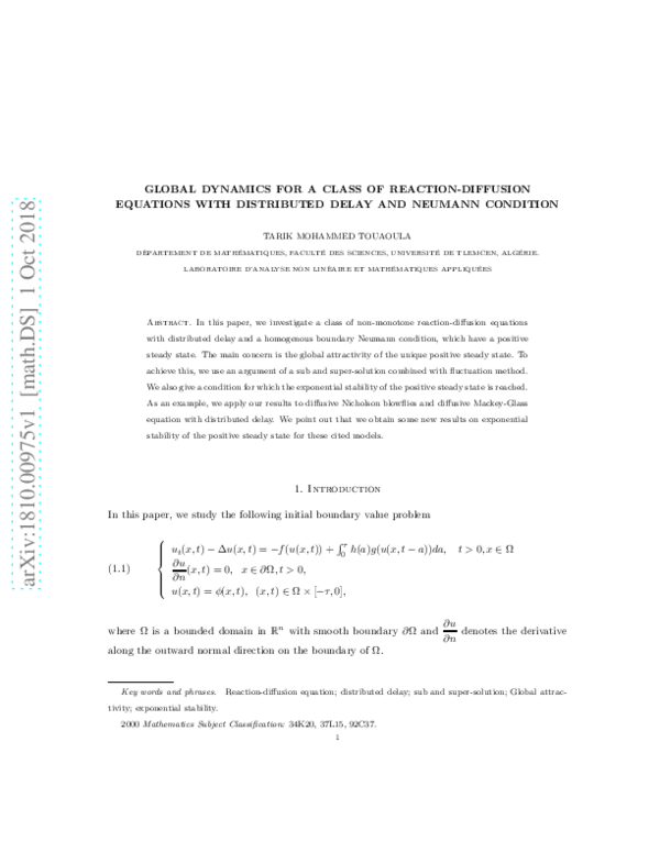 (PDF) Global dynamics for a class of reaction-diffusion equations with ...