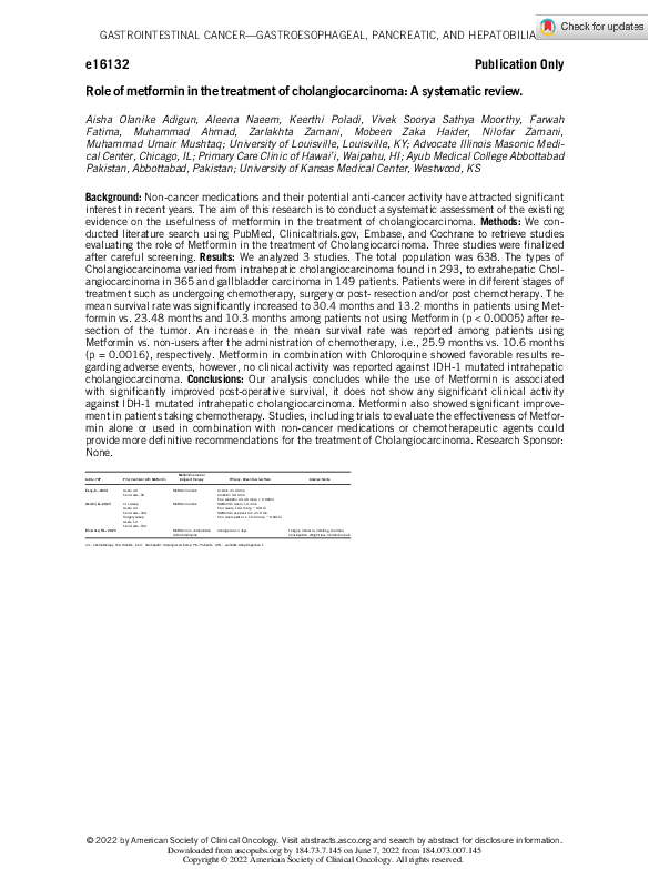 (PDF) Role of metformin in the treatment of cholangiocarcinoma: A ...