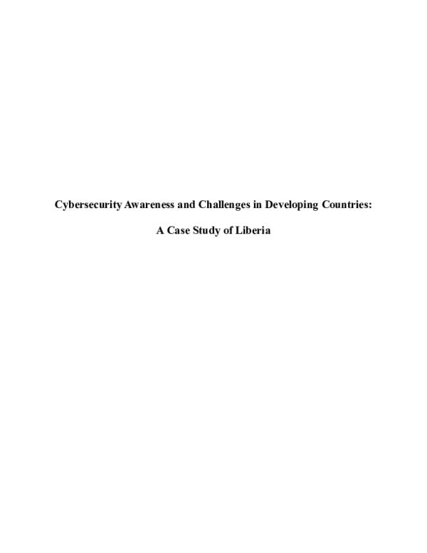 (PDF) Cybersecurity Awareness and Challenges in Developing Countries