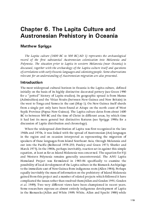 (PDF) The Lapita Culture and Austronesian Prehistory in Oceania