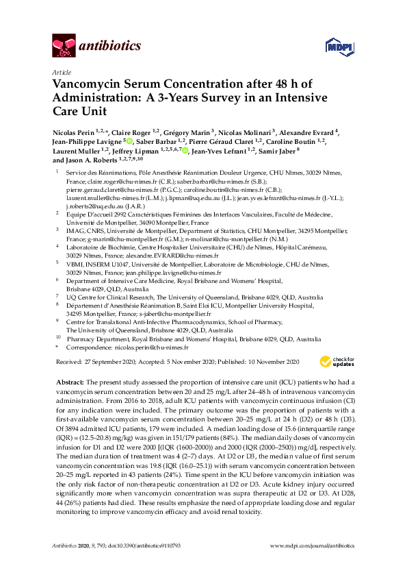 (PDF) Vancomycin Serum Concentration after 48 h of Administration: A 3 ...