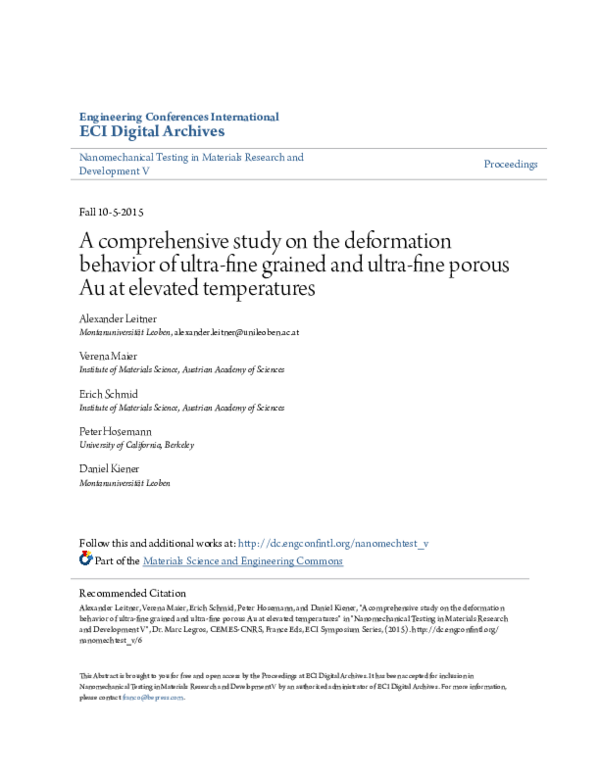 (PDF) A comprehensive study on the deformation behavior of ultra-fine ...