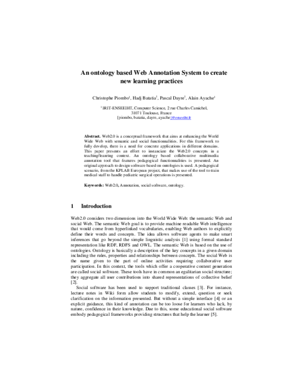 (PDF) An Ontology based Web Annotation System to Create New Learning ...