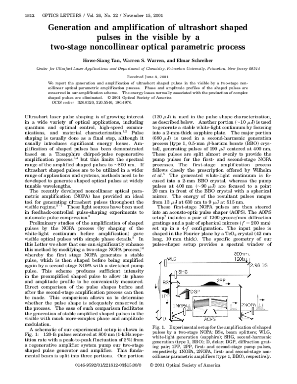 (PDF) Generation and amplification of ultrashort shaped pulses in the ...