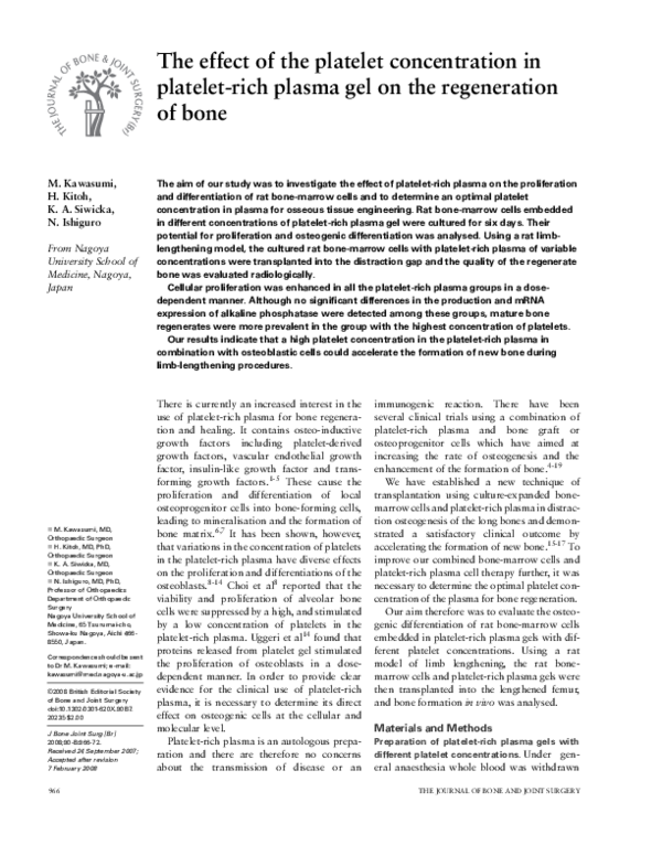 (PDF) The effect of the platelet concentration in platelet-rich plasma ...