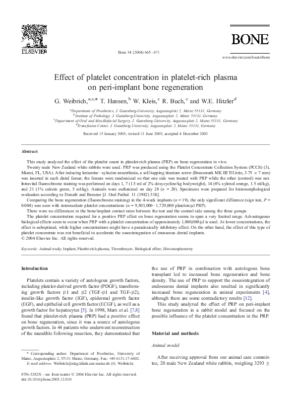 (PDF) Effect of platelet concentration in platelet-rich plasma on peri ...