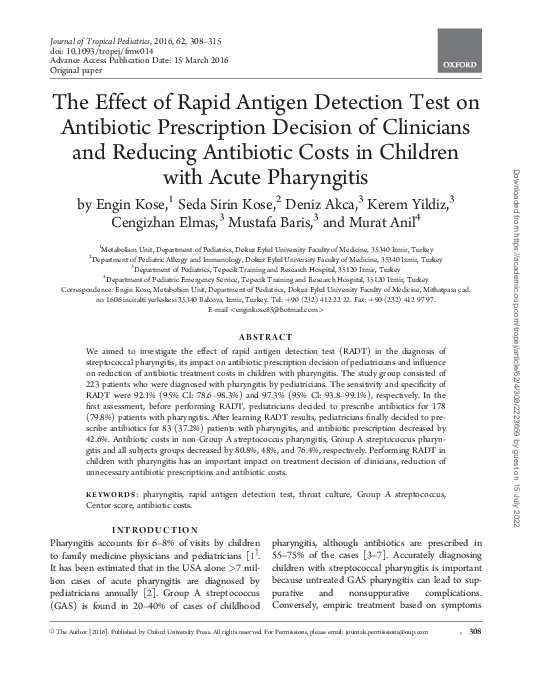 (PDF) The Effect of Rapid Antigen Detection Test on Antibiotic ...