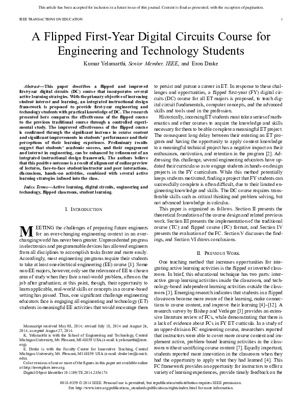 (PDF) A Flipped First-Year Digital Circuits Course for Engineering and ...